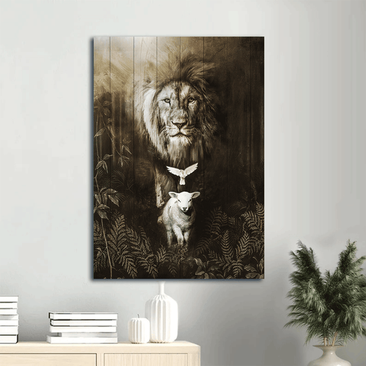 Jesus Portrait Canvas- Lion of Judah, Lamb of God, Dove - Portrait Canvas Prints, Wall Art