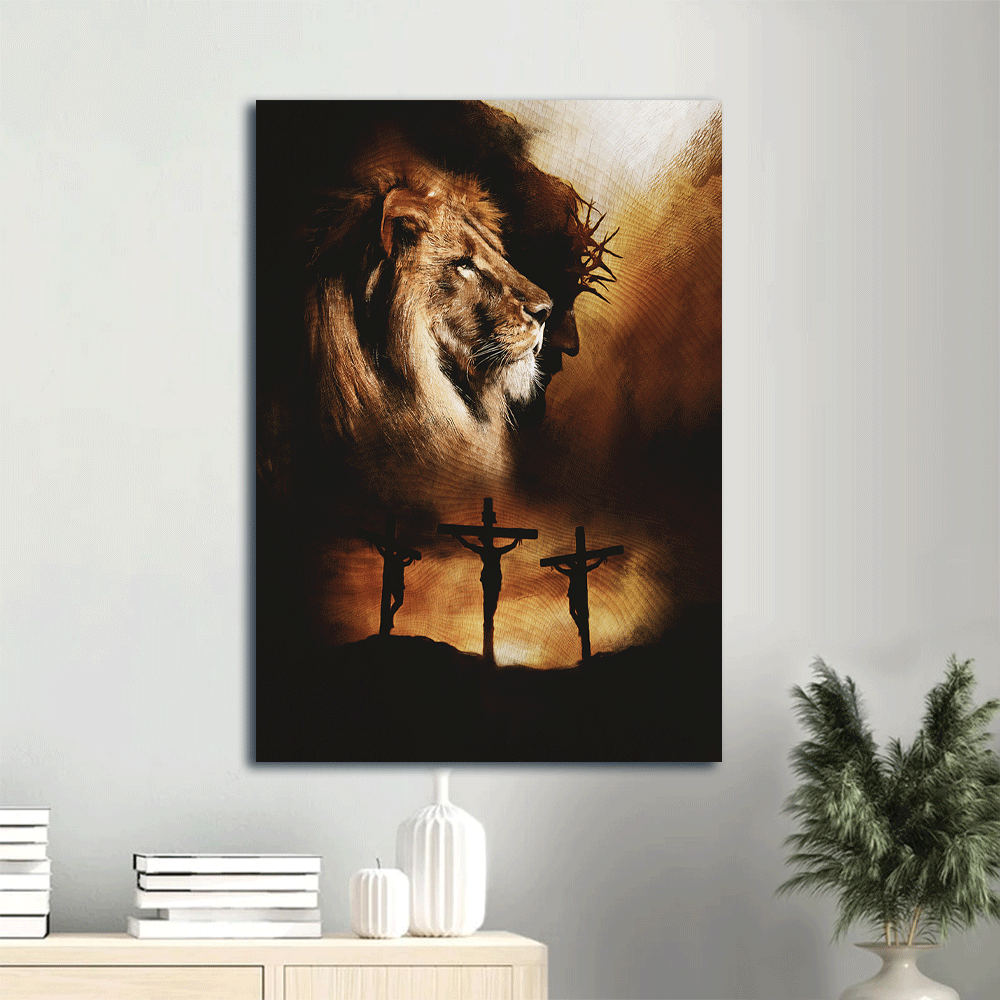 Jesus Portrait Canvas- Jesus Christ, Jesus on the cross, The Lion of Judah, Jesus is King canvas- Gift for Christian - Portrait Canvas Prints, Christian Wall Art