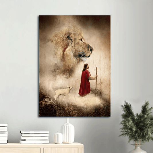 Jesus Portrait Canvas- Jesus painting, Lion king, Animal drawing- Gift for Christian - Portrait Canvas Prints, Wall Art
