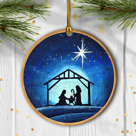 Jesus - Circle Ceramic Ornament - Jesus Birth - Gift For Religious Christian