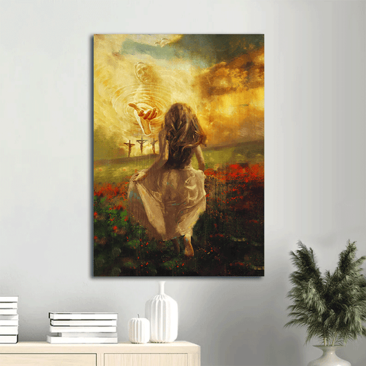 Jesus Portrait Canvas- Jesus painting, Beautiful Girl, Into God arms, Run to the beautiful world - Gift for Christian - Portrait Canvas Prints, Wall Art