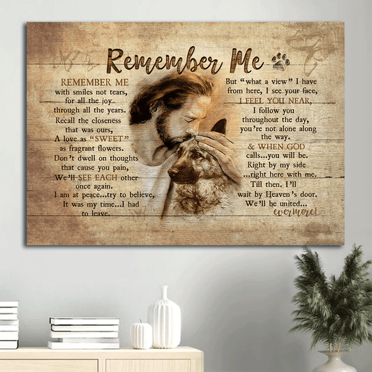 Jesus Landscape Canvas- Jesus painting, German Shepherd- Gift for Christian- Remember me -  Landscape Canvas Prints, Wall Art