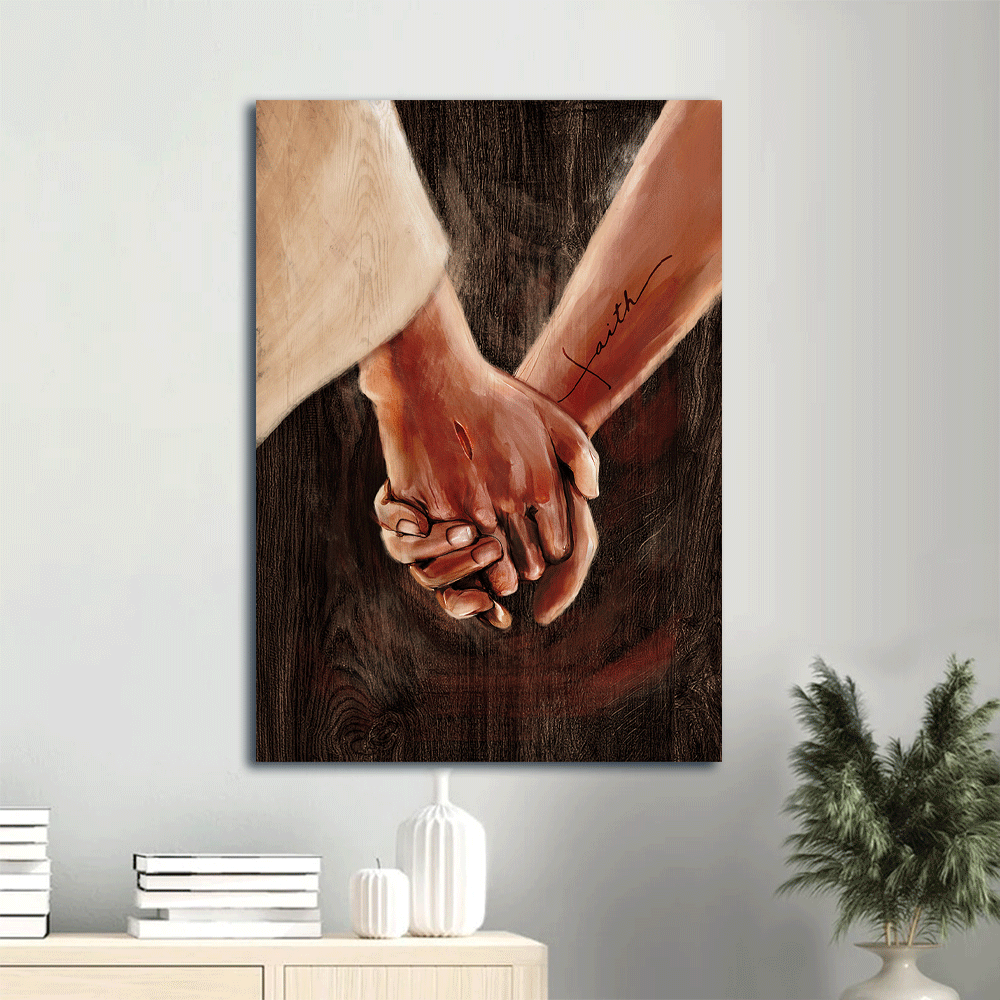 Jesus Portrait Canvas- Jesus painting, Holding hand with Jesus- Gift for Christian - Portrait Canvas Prints, Wall Art