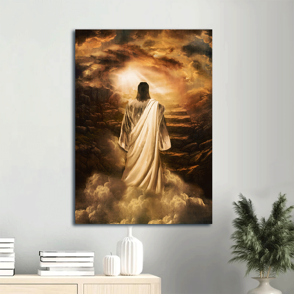 Jesus Portrait Canvas- Jesus painting, Stairway to heaven, Walking with Jesus - Gift for Christian - Portrait Canvas Prints, Christian Wall Art