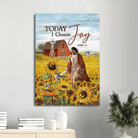 Jesus Portrait Canvas- Jesus painting, Sunflower field, Awesome hummingbird canvas- Gift for Christian- Today I choose joy -  Portrait Canvas Prints, Christian Wall Art