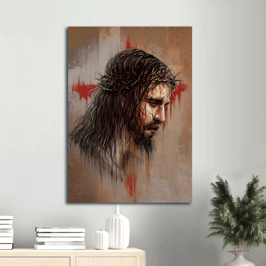 Jesus Portrait Canvas- Jesus painting, Thorn crown, Jesus paid it all- Gift for Christian -  Portrait Canvas Prints, Christian Wall Art