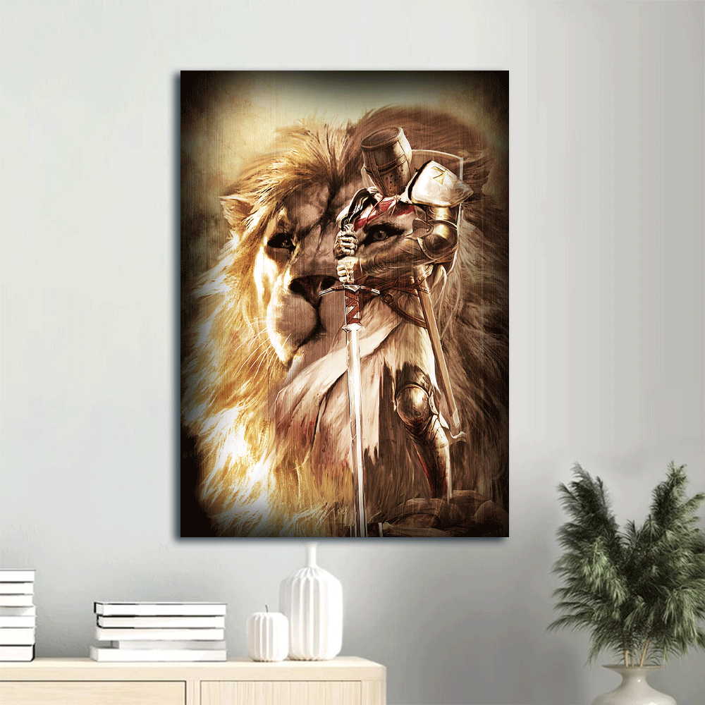 Jesus Portrait Canvas- Knight of God, The lion of Judah, Warrior painting, Under the command of God- Gift for Christian- Portrait Canvas Prints, Christian Wall Art