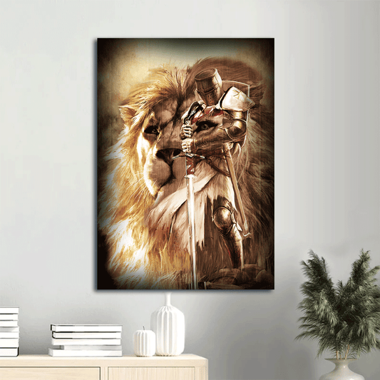 Jesus Portrait Canvas- Knight of God, The lion of Judah, Warrior painting, Under the command of God- Gift for Christian- Portrait Canvas Prints, Christian Wall Art