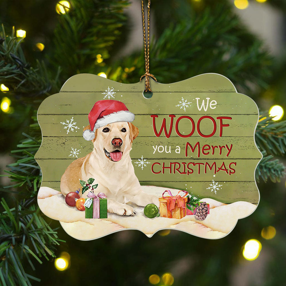 Labrador Circle Ceramic Ornament - Labrador with Christmas gift - Christmas Gift for Labrador Lover - We woof you a Merry Christmas