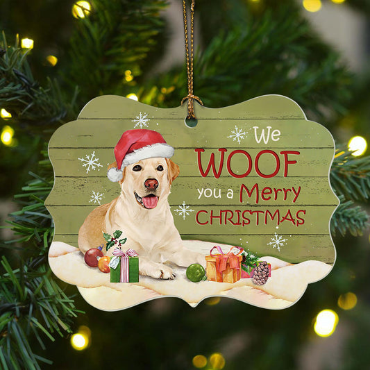 Labrador Circle Ceramic Ornament - Labrador with Christmas gift - Christmas Gift for Labrador Lover - We woof you a Merry Christmas