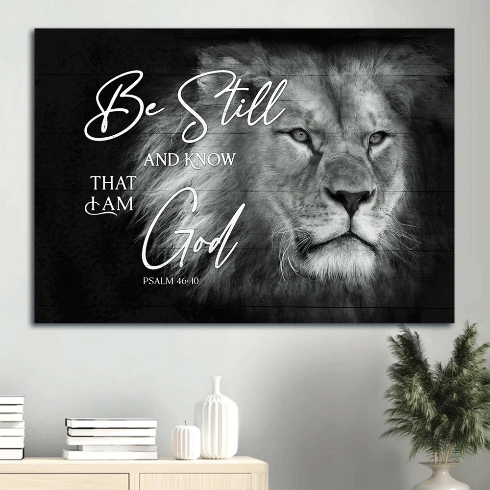 Jesus Landscape Canvas- Lion of Judah, Black and white painting- Gift for Christian- Be still and know that I am God - Landscape Canvas Prints, Wall Art