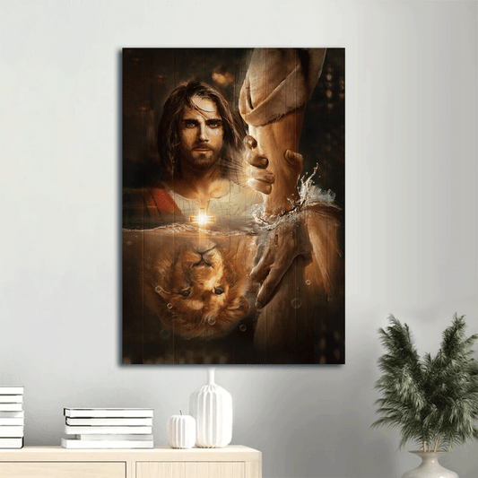 Jesus Portrait Canvas- Lion of Judah, Jesus painting, I will uphold you with my righteous right hand- Gift for Christian -  Portrait Canvas Prints, Christian Wall Art