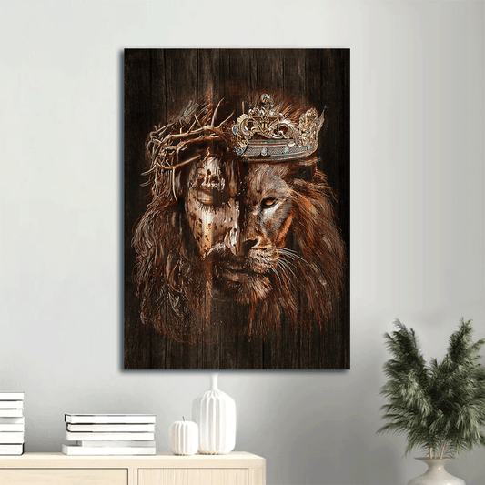 Jesus Portrait Canvas- Lion of Judah, Jesus the King, Awesome crowns, The great combination- Gift for Christian - Portrait Canvas Prints, Christian Wall Art