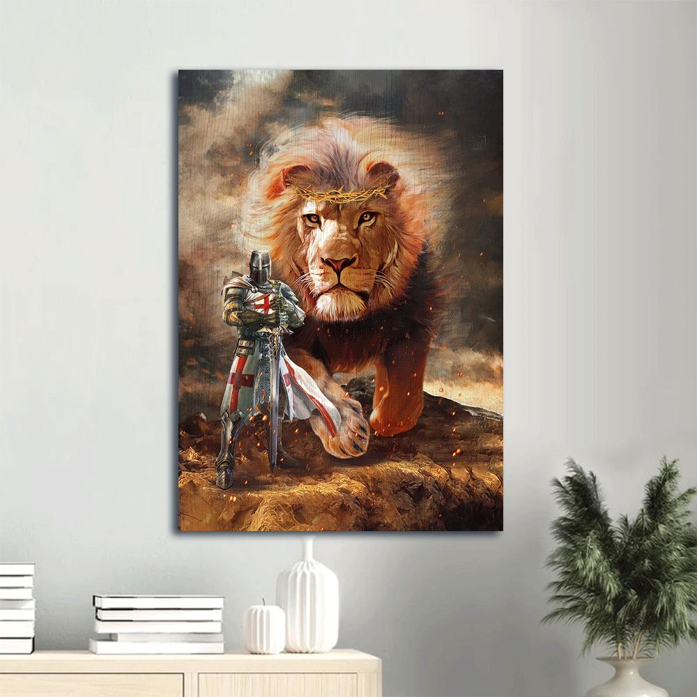 Jesus Portrait Canvas- Lion of Judah, Knight of God, The amazing duo- Gift for Christian - Portrait Canvas Prints, Christian Wall Art