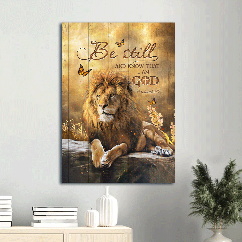 Jesus Portrait Canvas- Lion of Judah, The amazing lion, Butterfly canvas- Gift for Christian- Be still and know that I am God - Portrait Canvas Prints, Wall Art