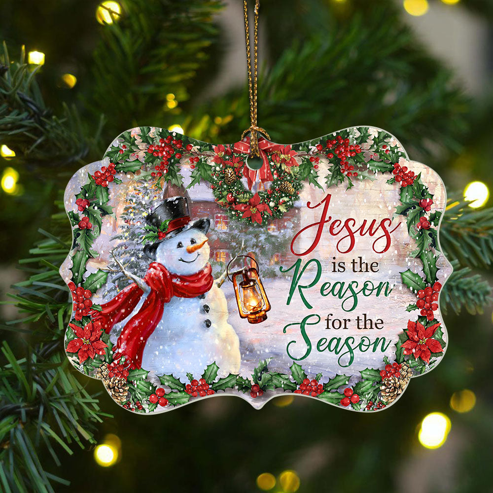 Jesus Benelux Aluminum Ornament - Lovely snowman drawing - Christian Gift For Christmas - Jesus is the reason for the season