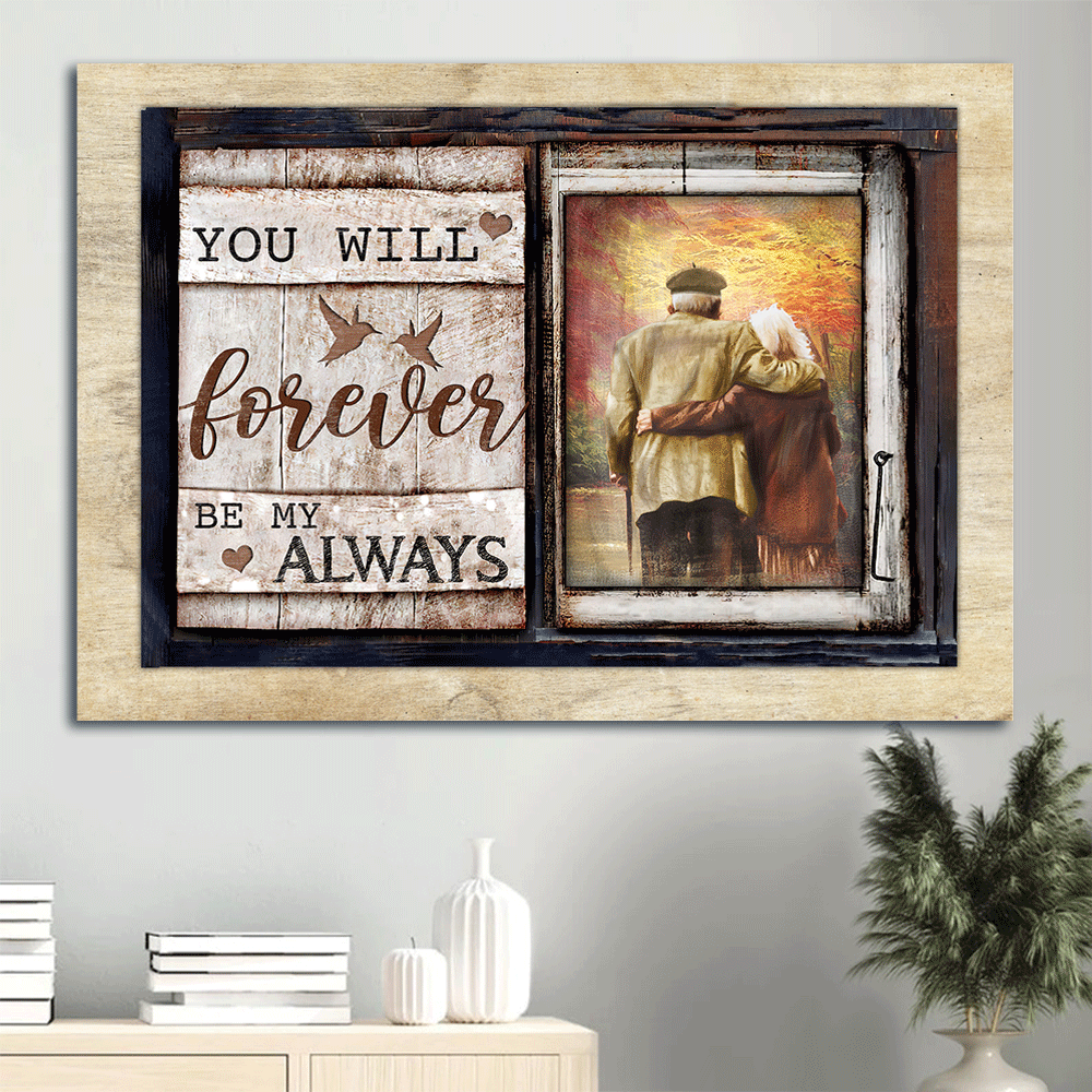 Couple Landscape Canvas - Loving old couple, Autumn forest Landscape Canvas - Gift For Couple, Spouse, Lover - You will forever be my always Landscape Canvas