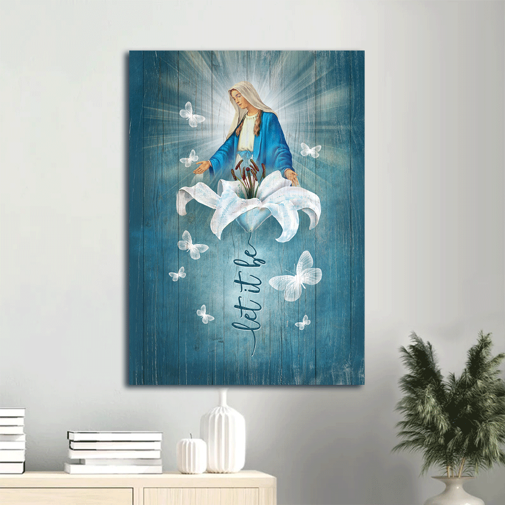 Jesus Portrait Canvas- Lily Flower, Maria, Butterfly canvas- Gift for Christian- Let it be - Portrait Canvas Prints, Wall Art