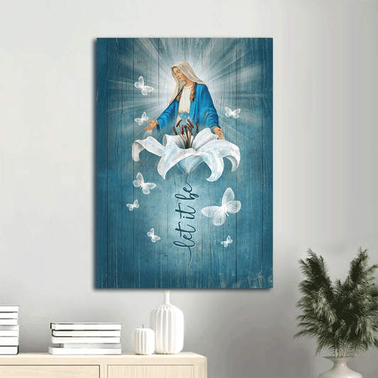 Jesus Portrait Canvas- Lily Flower, Maria, Butterfly canvas- Gift for Christian- Let it be - Portrait Canvas Prints, Wall Art