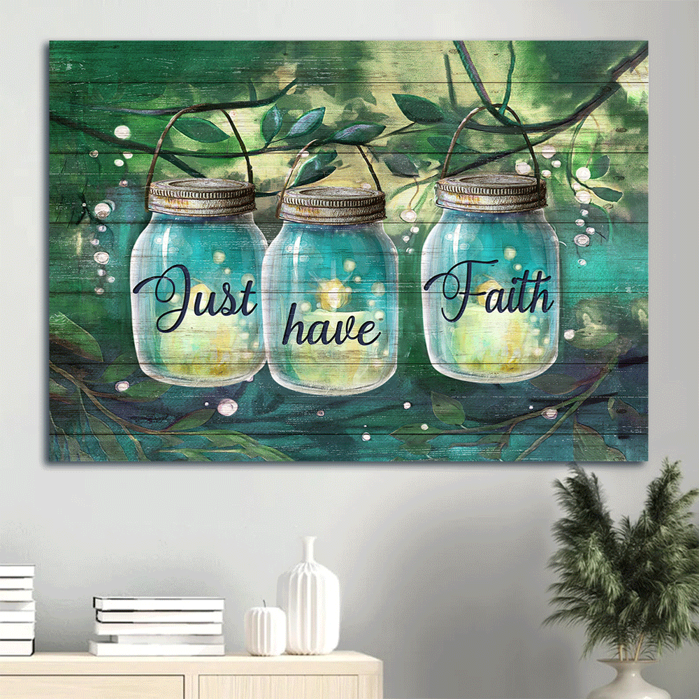 Jesus Landscape Canvas- Miracle glass jar, Magic forest, Amazing candles, Just have faith - Gift for Christian- Landscape Canvas Prints, Christian Wall Art