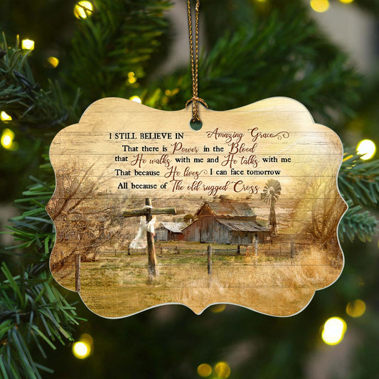 Jesus Benelux Aluminum Ornament - Old Barn Painting, Countryside landscape - Christian Gift - I still believe in amazing grace