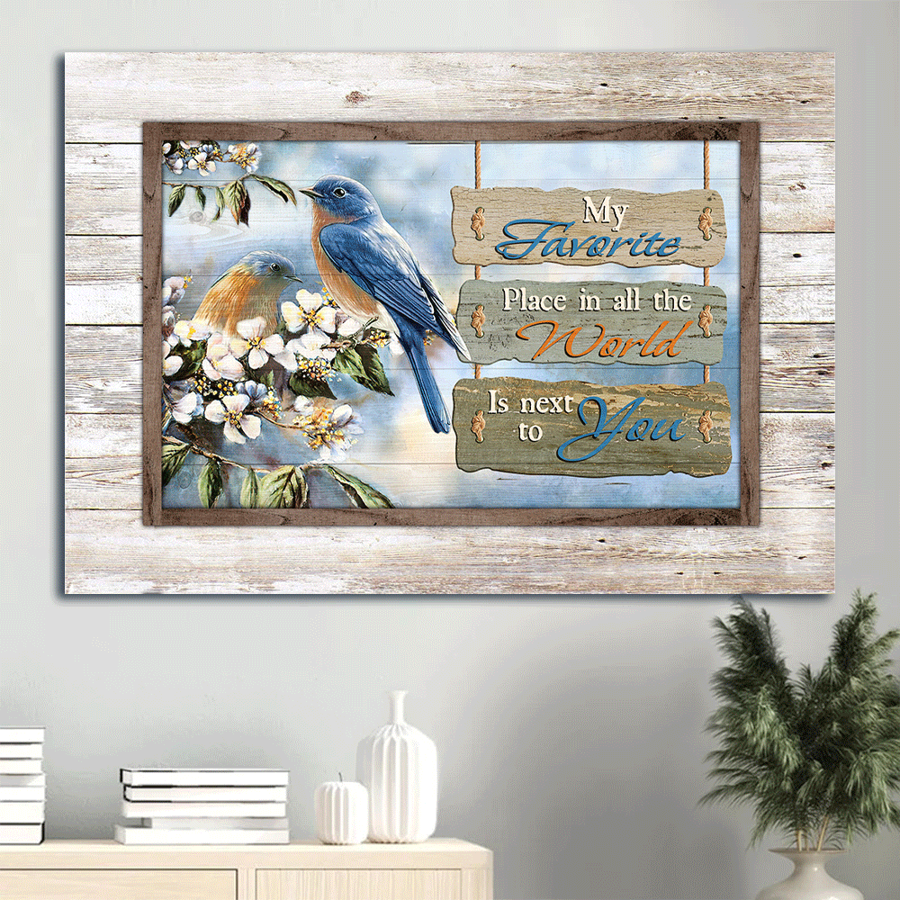 Jesus Landscape Canvas- Pretty Eastern bluebird, Jasmine forest- Gift for Christian- My favorite place in all the world - Landscape Canvas Prints, Christian Wall Art