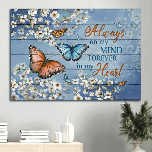 Memorial  Landscape Canvas- Pretty butterflies, Monarch butterfly, Jasmine flower painting- Gift for Family- Always on my mind - Heaven Landscape Canvas Prints, Wall Art