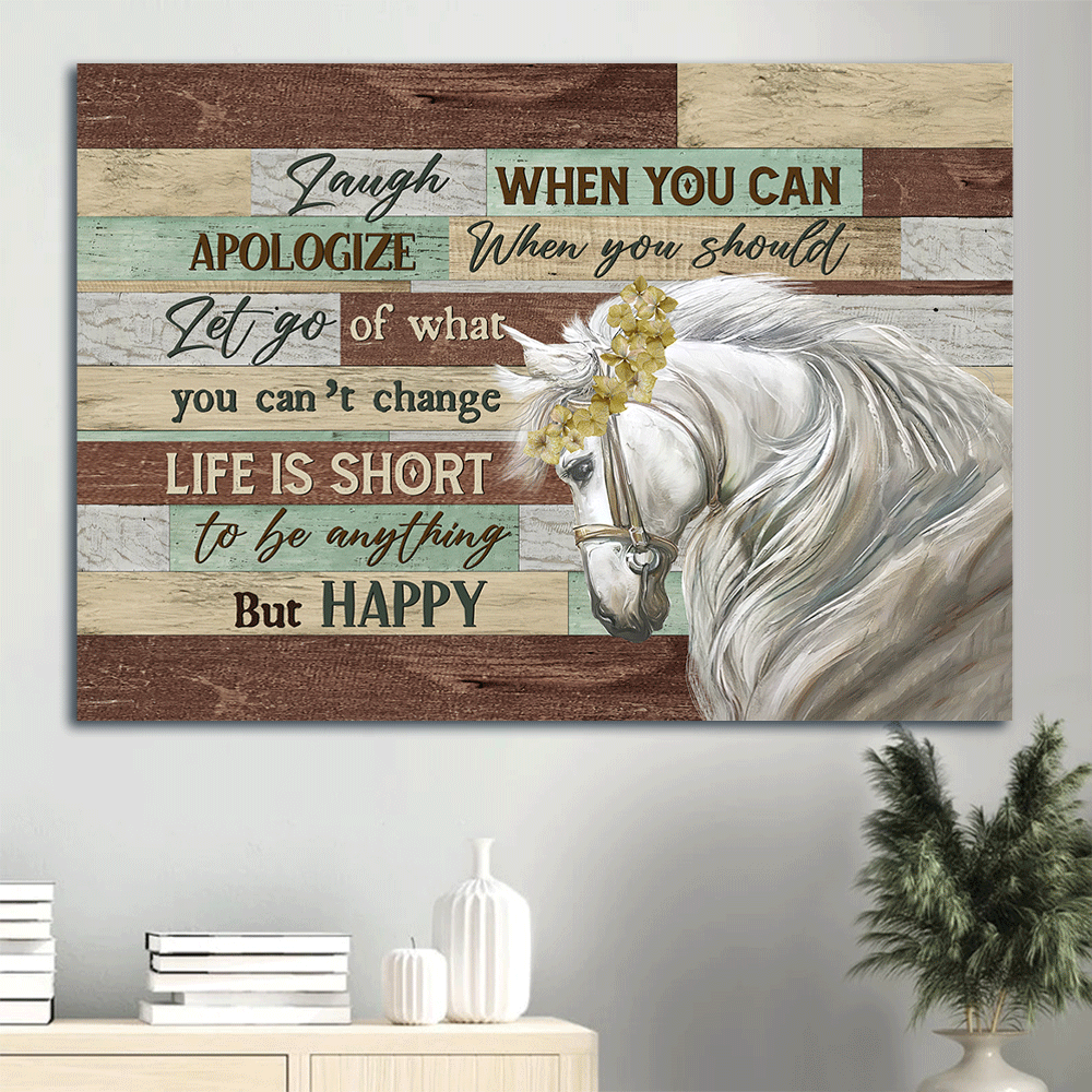 Jesus Landscape Canvas- Pretty horse, Sunflower wreath, White horse- Gift for Christian- Laugh when you can - Landscape Canvas Prints, Christian Wall Art