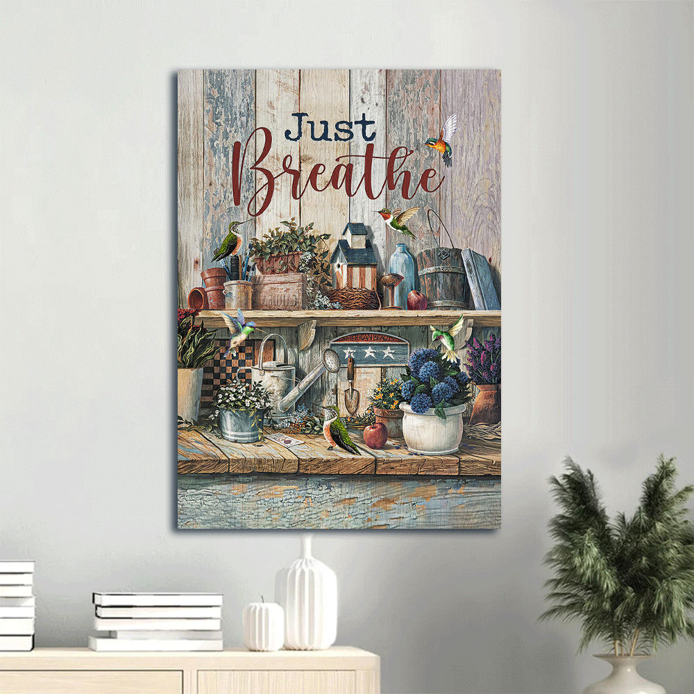 Jesus Portrait Canvas- Pretty kitchen, Watercolor hummingbird, Lovely scene, Just breathe- Gift for Christian - Portrait Canvas Prints, Christian Wall Art