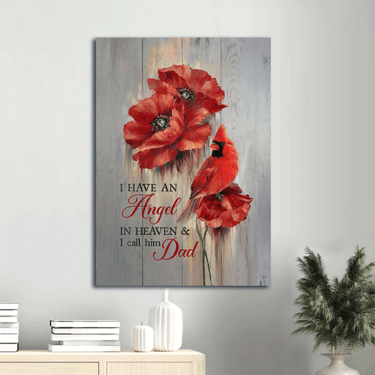 Memorial Portrait Canvas- Red poppy drawing, Still life painting- Gift for members family- I have an angel in heaven - Heaven Portrait Canvas Prints, Wall Art