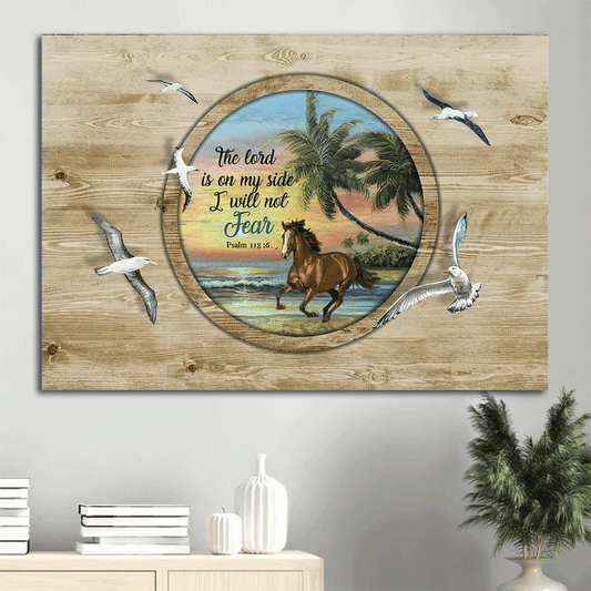 Jesus Landscape Canvas- Running horse, Circle mirror, Seagull drawing- Gift for Christian- The Lord is on my side - Landscape Canvas Prints, Christian Wall Art