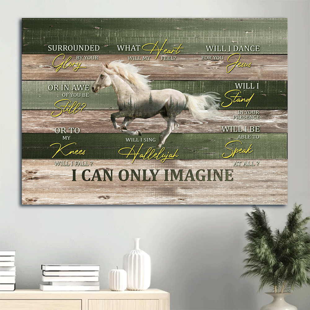Jesus Landscape Canvas- Running horse, White horse painting- Gift for Christian- I can only imagine - Landscape Canvas Prints, Christian Wall Art