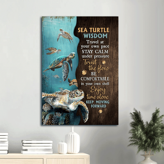 Jesus Portrait Canvas- Sea Turtle, Pearl shell, Ocean world- Gift for Christian- Keep moving forward - Portrait Canvas Prints, Christian Wall Art