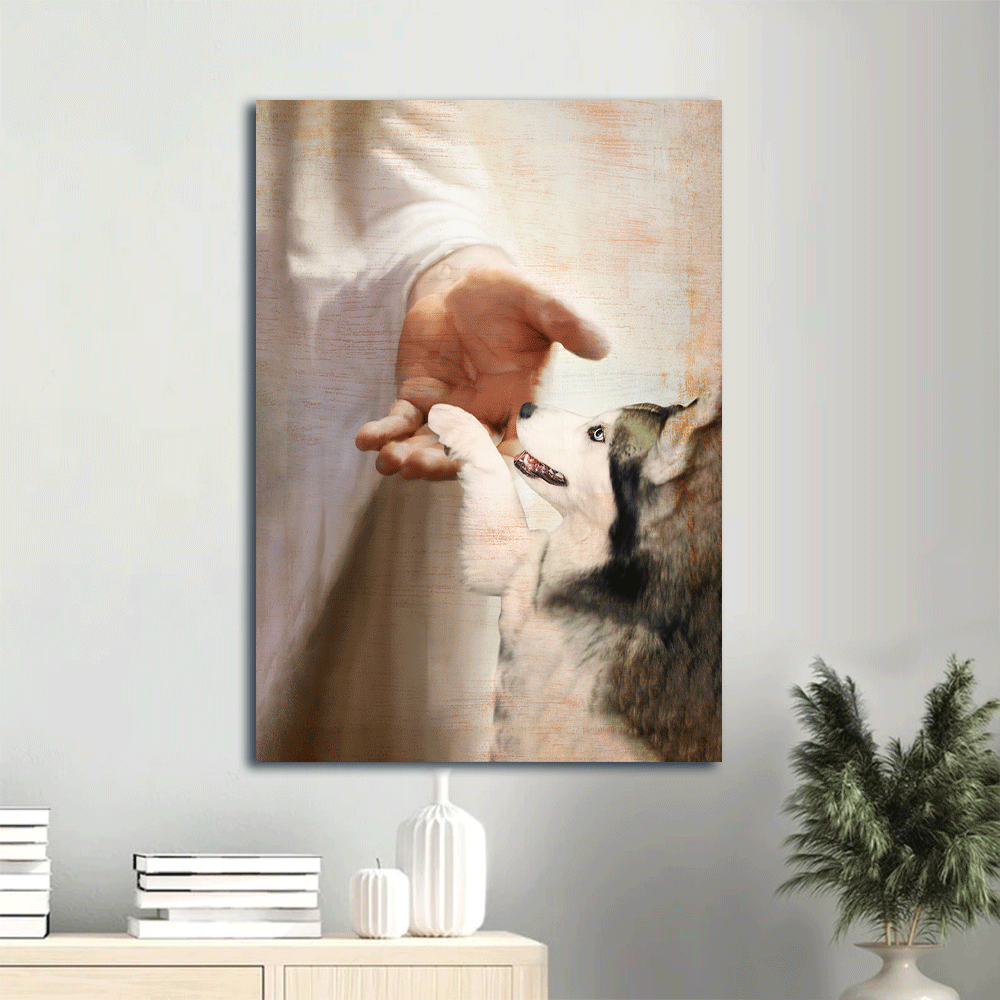 Jesus Portrait Canvas- Siberian Husky, Take my hand Jesus- Gift for Christian, Dog lover - Dog Portrait Canvas Prints, Wall Art