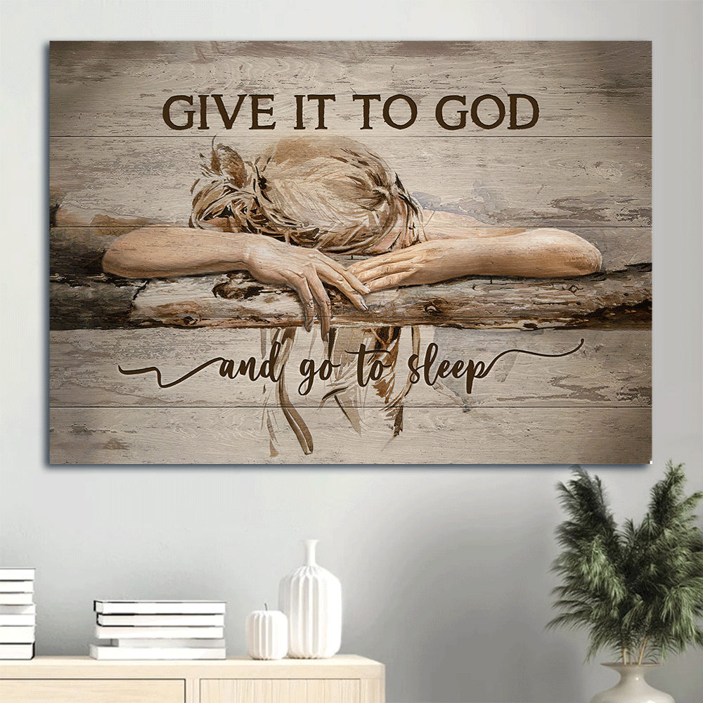Jesus Landscape Canvas- Sleeping girl- Gift for Christian- Give it to God and go to sleep - Landscape Canvas Prints, Christian Wall Art