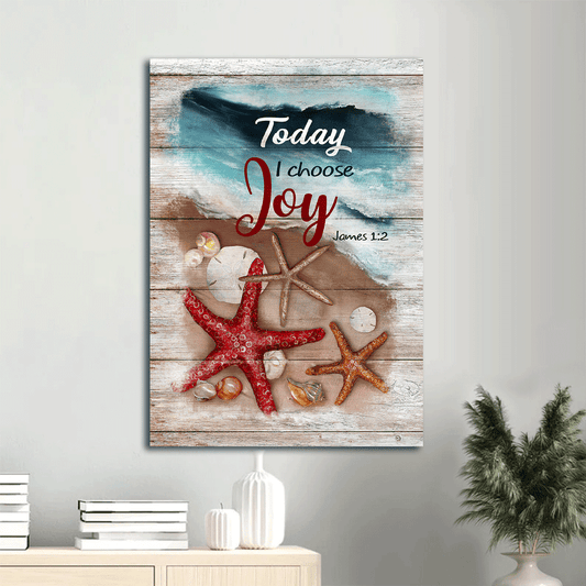 Jesus Portrait Canvas- Starfish drawing, Blue ocean painting, Today I choose joy canvas- Gift for Christian- Portrait Canvas Prints, Wall Art