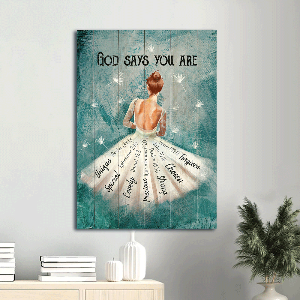 Jesus Portrait Canvas- Ballerina Painting, White Dandelion Portrait Canvas- Gift For Christian- God Says You Are