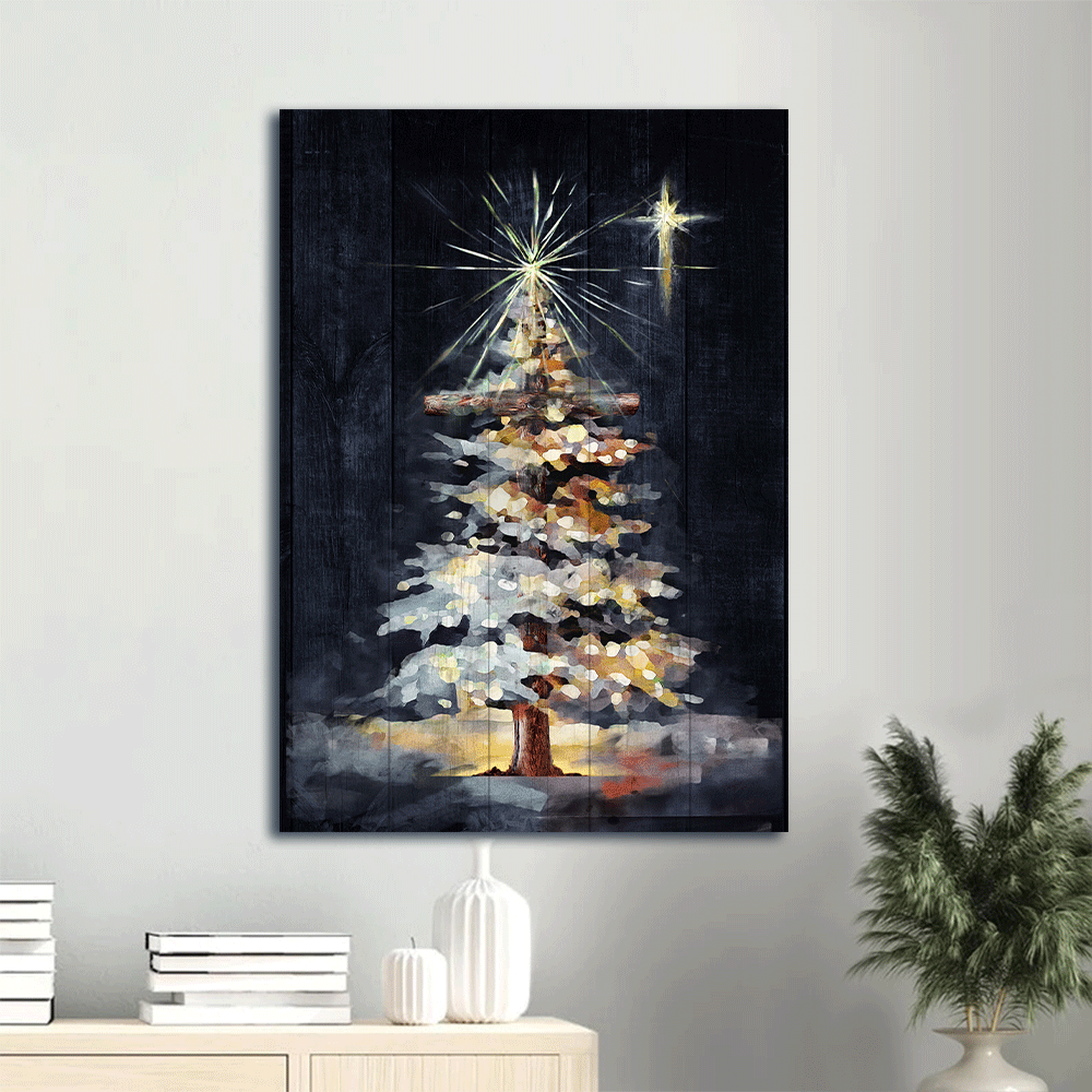 Jesus Portrait Canvas- Merry Christmas, The Beautiful Christmas Tree- Gift For Christian, Christmas Lover