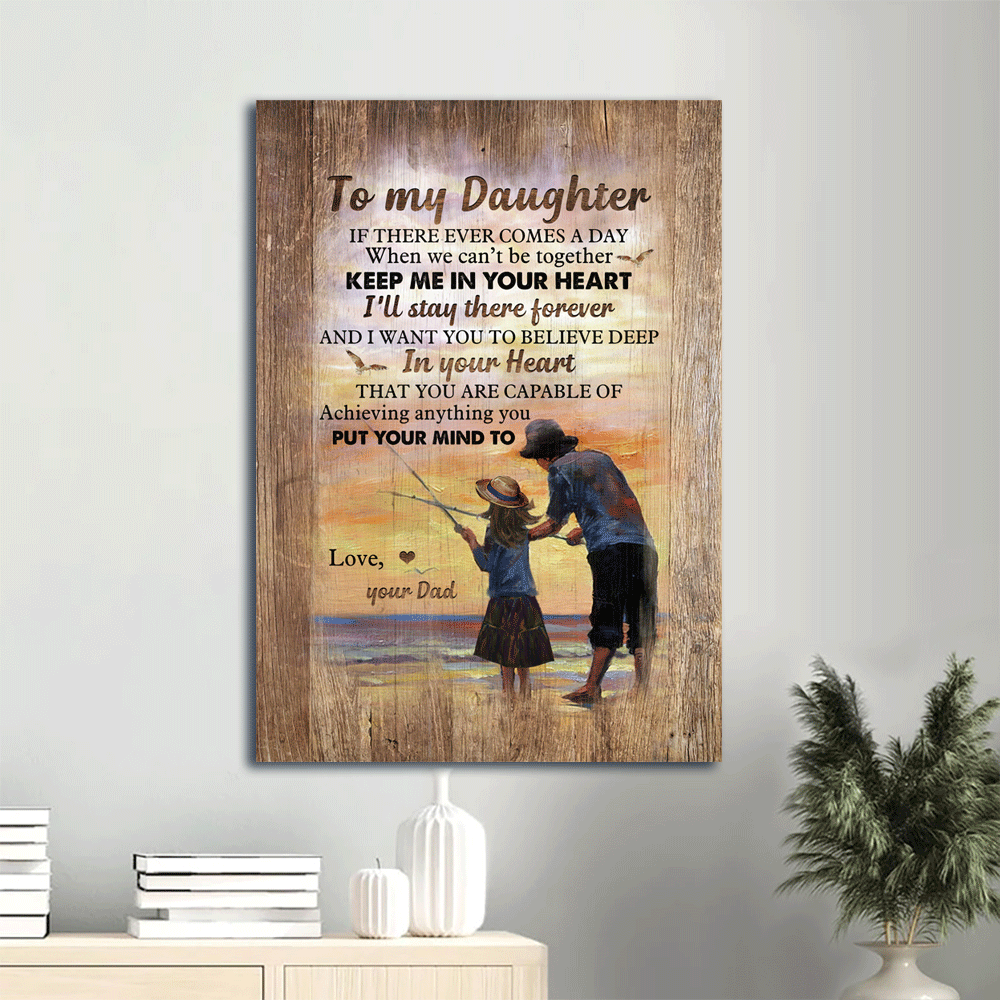 Family Portrait Canvas- To my daughter canvas, Fishing, Beach canvas- Gift for daughter- You are capable of achieving anything