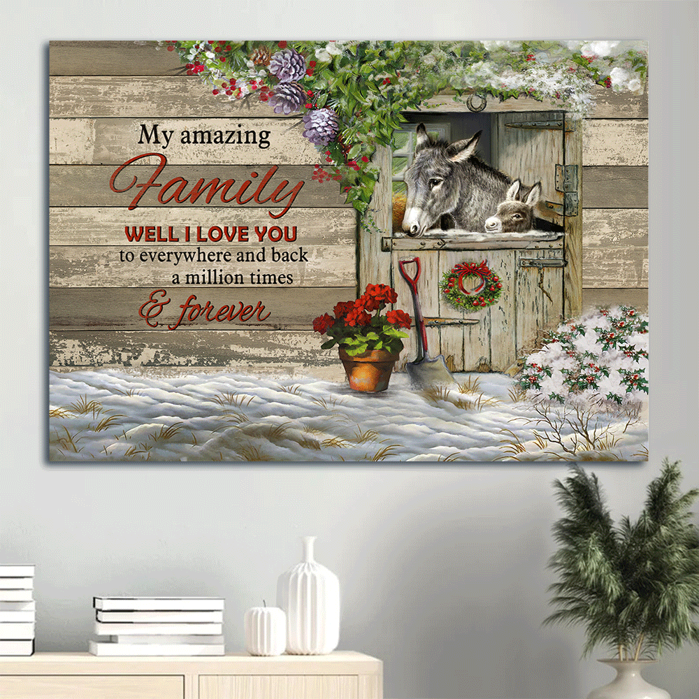 Gift For Family Landscape Canvas - To My Family, Donkey Painting, Family Canvas - I Love You A Million Times And Forever