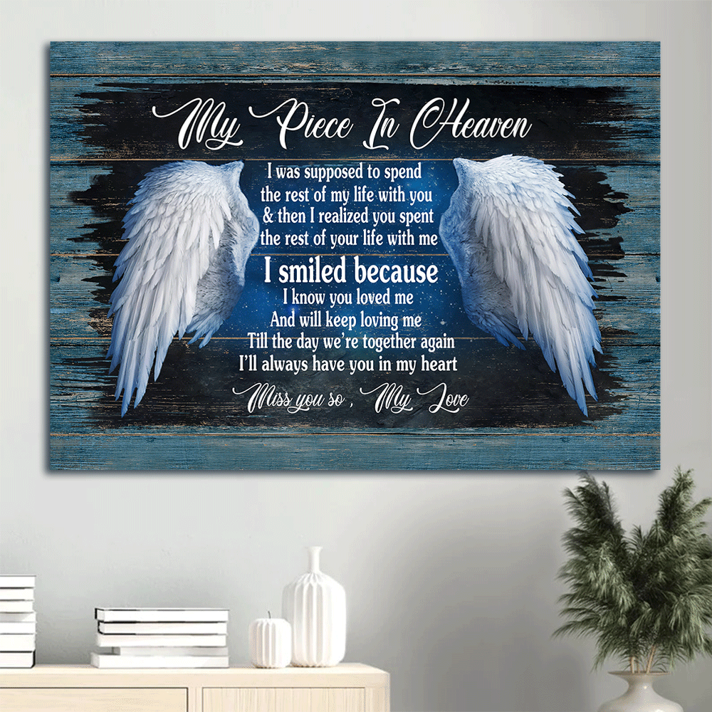 Memorial Landscape Canvas - To My Love, Angel Wings, Heaven Canvas - Memorial Gift For Member Family - I'll Always Have You In My Heart
