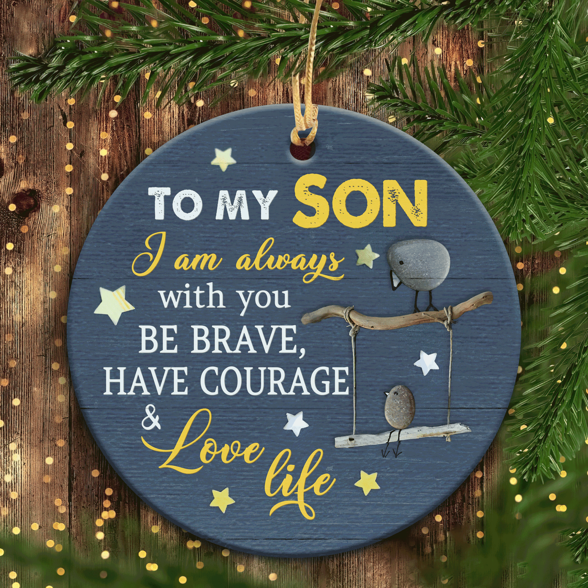 Best Christmas Gifts, Birthday Gifts For Son, Christmas Family Ceramic Ornaments, Family Bird Ornaments, To My Son Be Brave, Have Courage