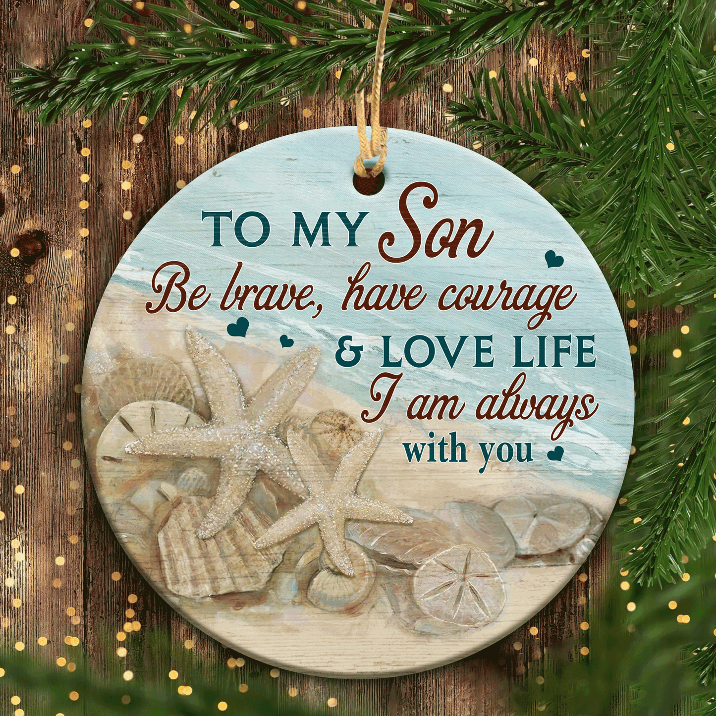 Perfect Christmas Gifts, Birthday Gift For Son, Starfish on Beach Ornaments, Christmas Ceramic Ornaments, I'm Always With You