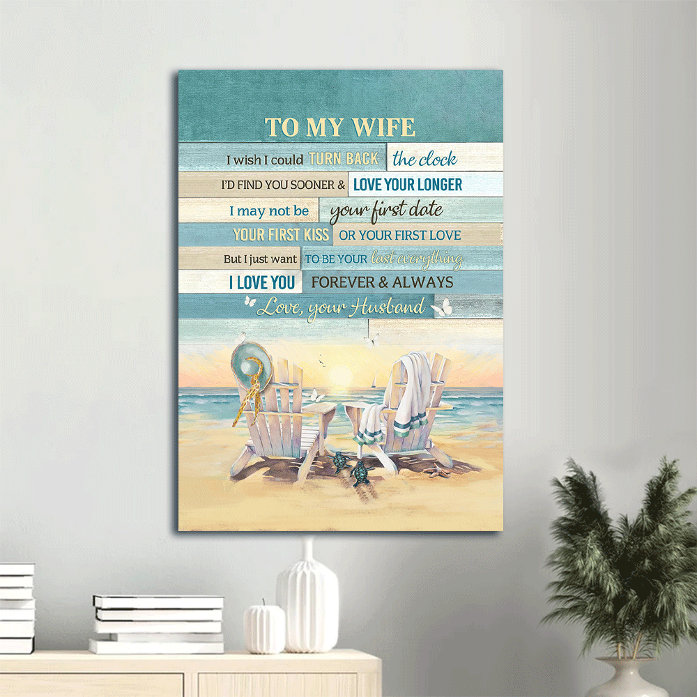 Gift For Wife Portrait Canvas - To My Wife, Beach Painting, Vintage Chairs, Family Canvas - Valentine's Day Gift For Couple, Spouse, Lover - I Love You Forever And Always