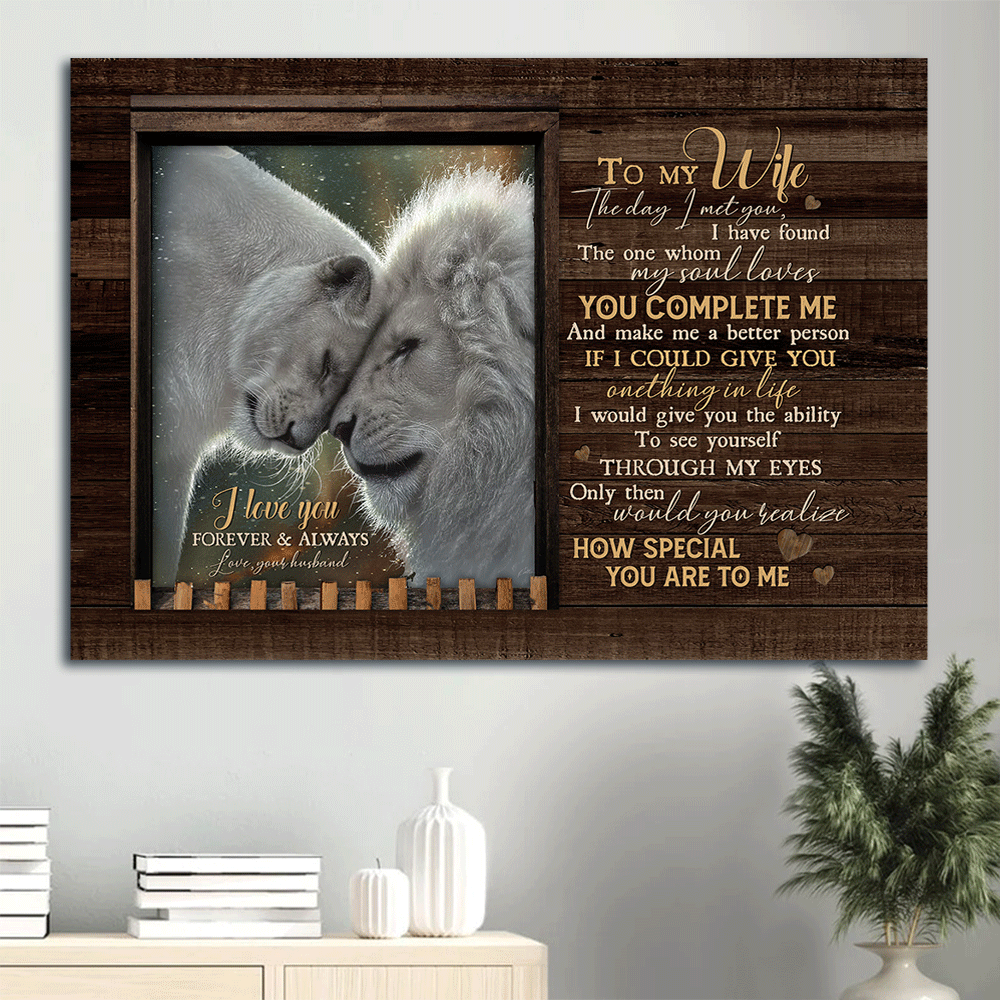 Gift For Wife Landscape Canvas - To my wife, Beautiful lion, Couple painting, Family Canvas - Valentine's Day Gift For Couple, Spouse, Lover - I love you forever and always