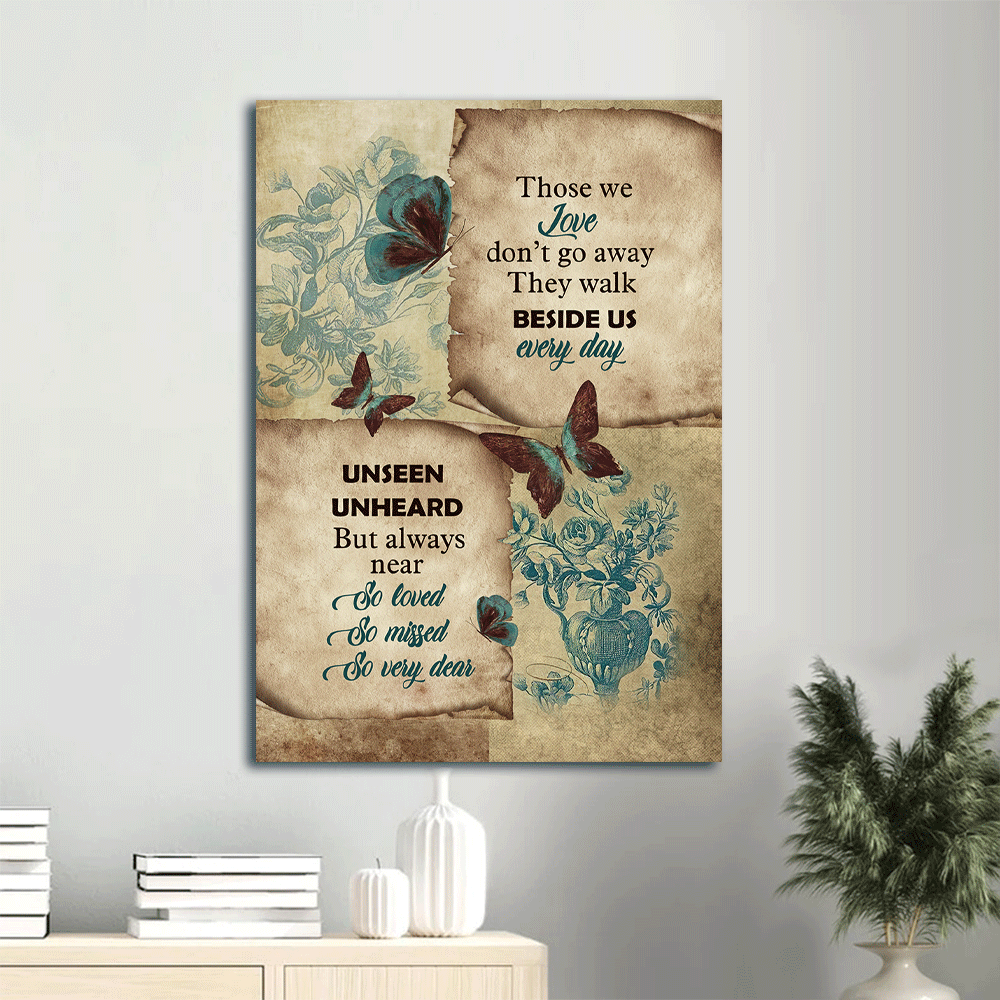 Memorial Portrait Canvas - Heaven, Vintage Flower Vase Canvas - Memorial Gift For Member Family - Those We Love Don't Go Away - Heaven Portrait Canvas