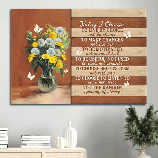 Jesus Landscape Canvas - Yellow Flower Painting, Dandelion Drawing Canvas - Gift for Christian - Today I Choose