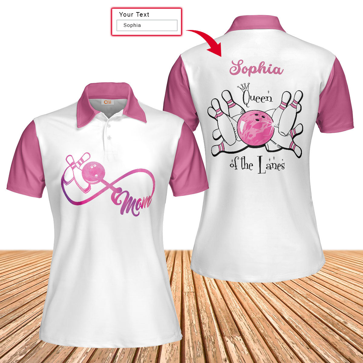 Personalized Mom Bowling Women Polo Shirt, Queen Of The Lanes Custom Short Sleeve Shirt For Female