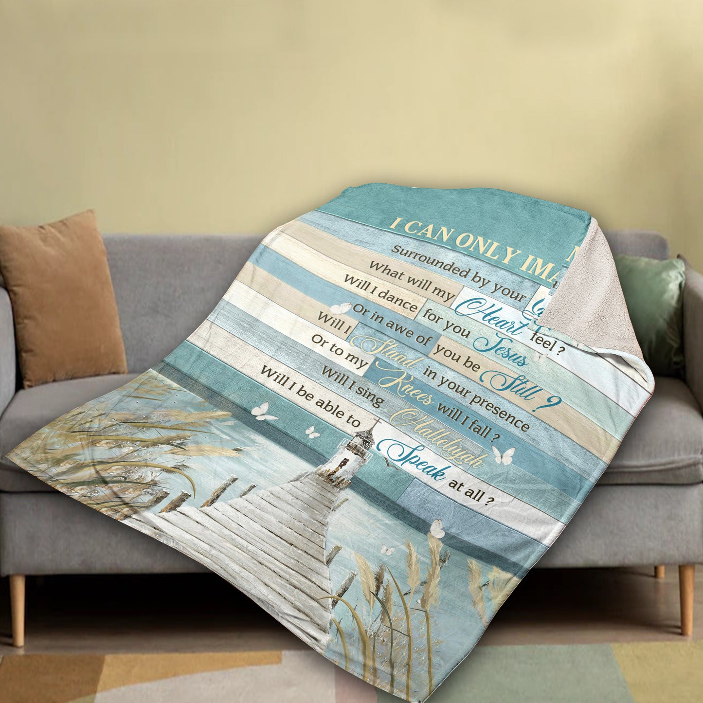Christian Throw Blanket, Faith Blanket, Jesus Blanket, Inspirational Gift, Church Painting Blanket, By The River, I Can Only Imagine Blanket