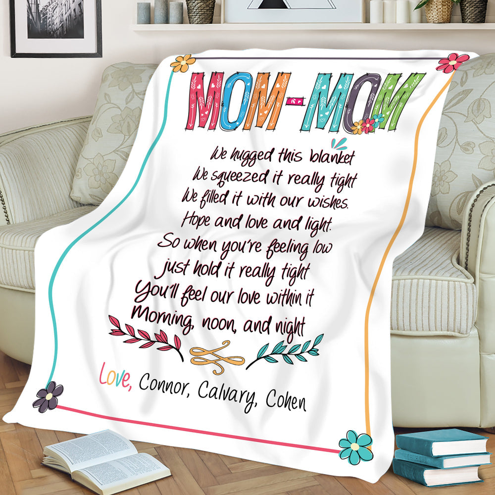 Mom-Mom Gift Blanket, Customized Gift For Mom-Mom, Mom-Mom Throw Blanket Birthday Mothers Day Gift, Grandma Gift From Grandkids